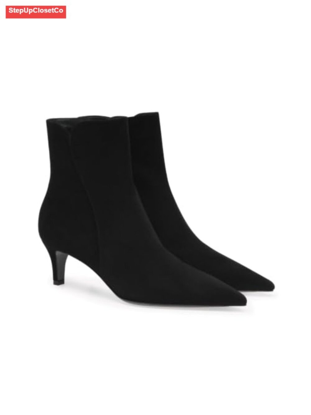 Coutgo Womens Ankle Boots Kitten Low Heel Pointed Toe Zipper Dress Booties